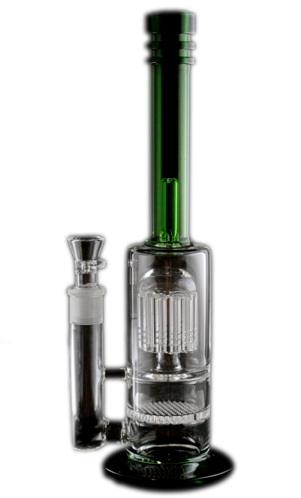 Complex double chambered bong/waterpipe with an intricate treebranch/honeycomb perc system